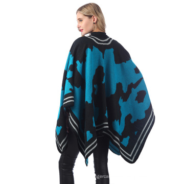2020 Hot Sell Color Block Shawl Wrap Cape Women's Fashionable Retro Style Vintage Pattern Open Front Poncho Shawl